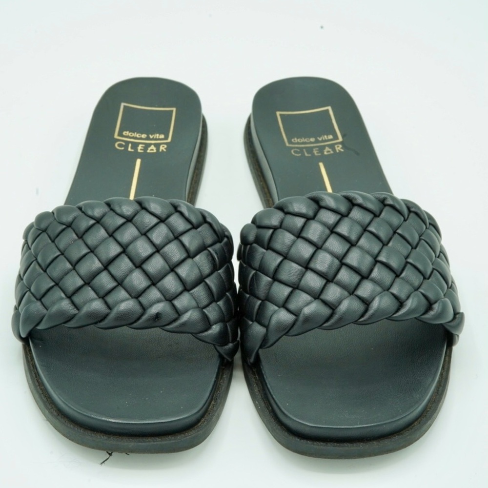 Dolce Vita Black Woven Slide Sandals